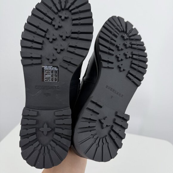 Everlane The Lug Loafer in Black Leather size 9 Women's Chunky Heel - Picture 7 of 8